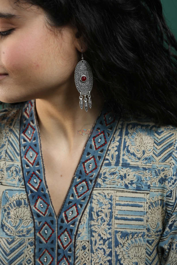 Image for Kessa Kpe71 Turkish Oval Tribal Boho Earrings 2