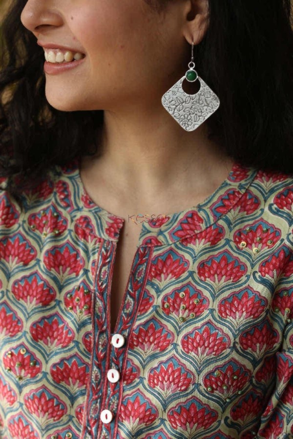 Image for Kessa Kpe85 Turkish Rectangle Tribal Boho Earrings 1