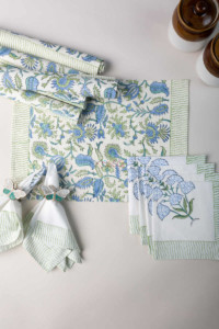 Image for Kessa Ktm09 Jordy Blue And Pixie Green Mat Set With Napkins Featured
