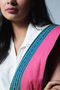 Image for Kessa Kuss07 Aranyani Handwoven Cotton Saree Closeup