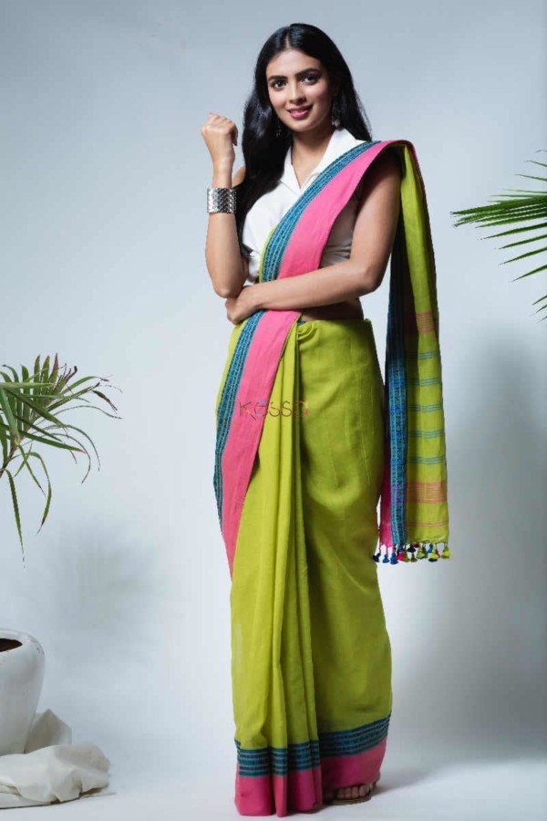 Image for Kessa Kuss07 Aranyani Handwoven Cotton Saree Front