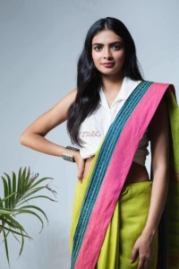 Image for Kessa Kuss07 Aranyani Handwoven Cotton Saree Top