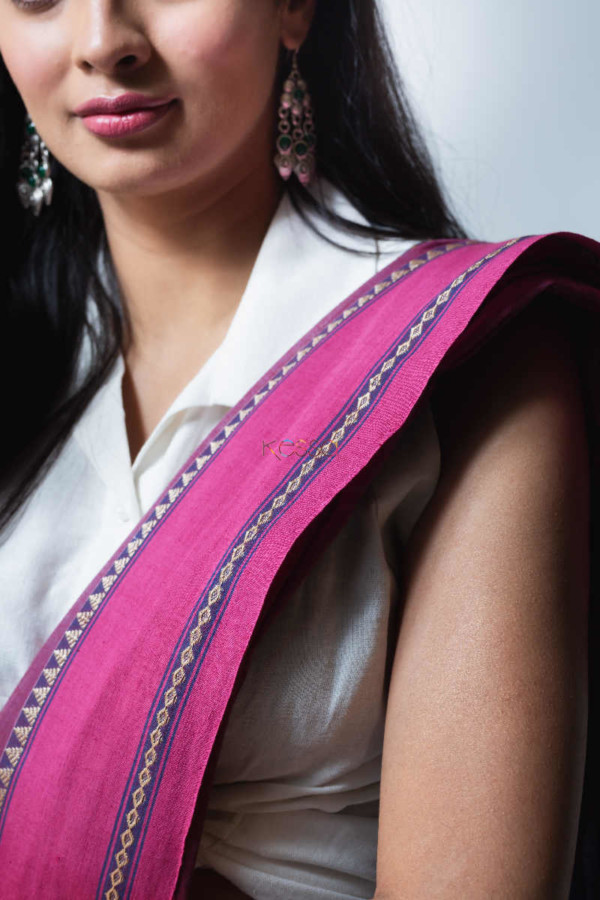 Image for Kessa Kuss08 Manikyam Handwoven Cotton Saree Closeup