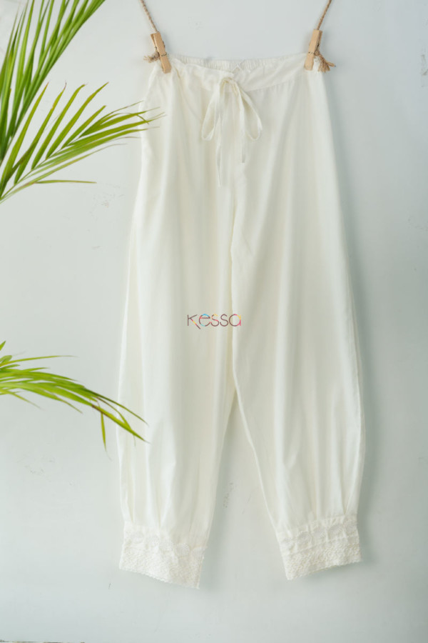 Image for Kessa Sap04 Muslin Cotton Crotia Lace Salwar Off White Featured