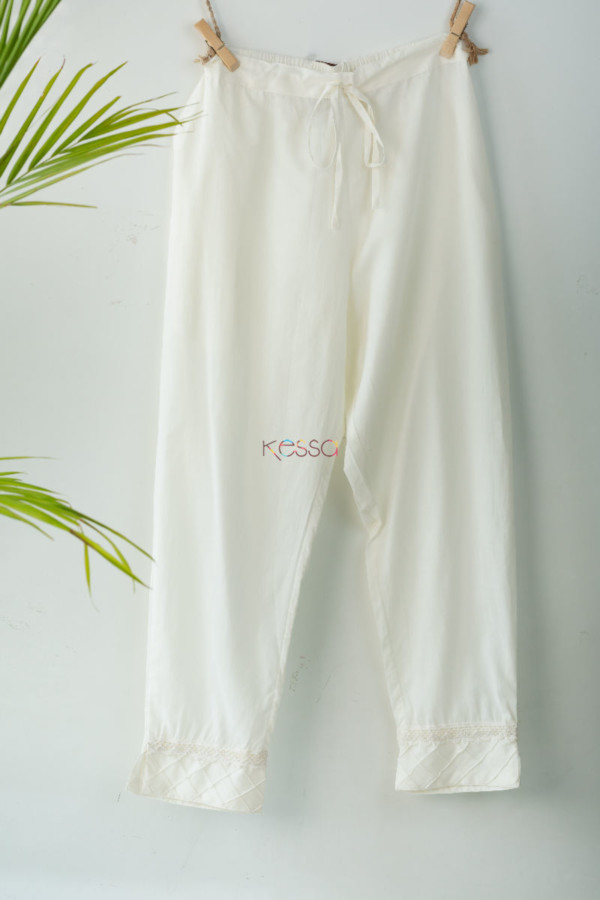 Image for Kessa Sap05 Muslin Cotton Printex Pants Off White Featured