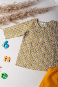 Image for Kessa Vck01 Mustard And White Kids Jammies Set Top