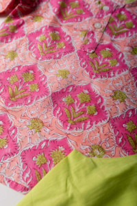 Image for Kessa Vck04 Pink And Green Kids Jammies Set Closeup
