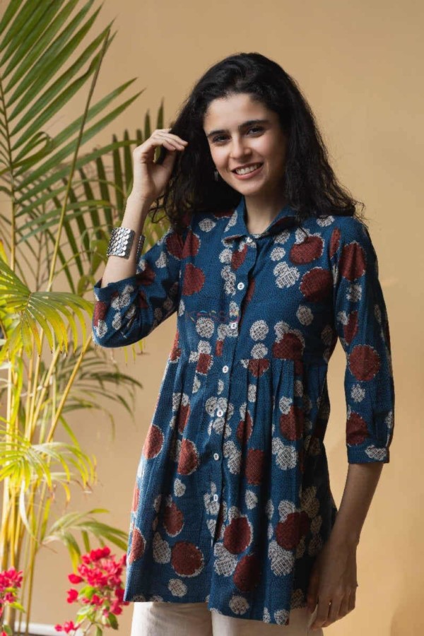 Image for Kessa Ws663 Neelini Cotton Short Top With Ajrakh Print Featured