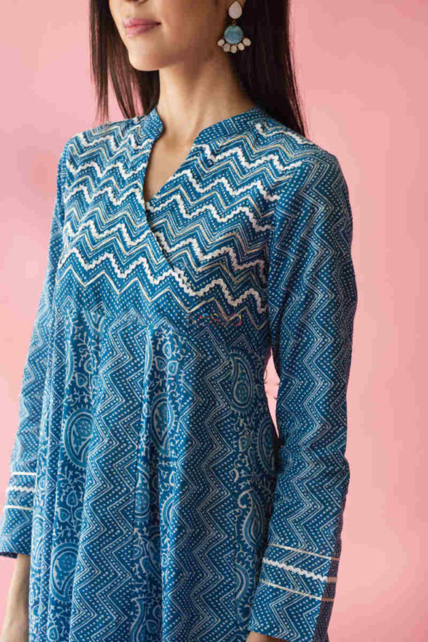 Image for Kessa Avdaf24 Leher Kalidar Kurta With Gota And Crochet Lace New Closeup