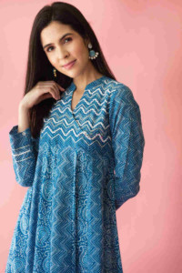 Image for Kessa Avdaf24 Leher Kalidar Kurta With Gota And Crochet Lace New Top
