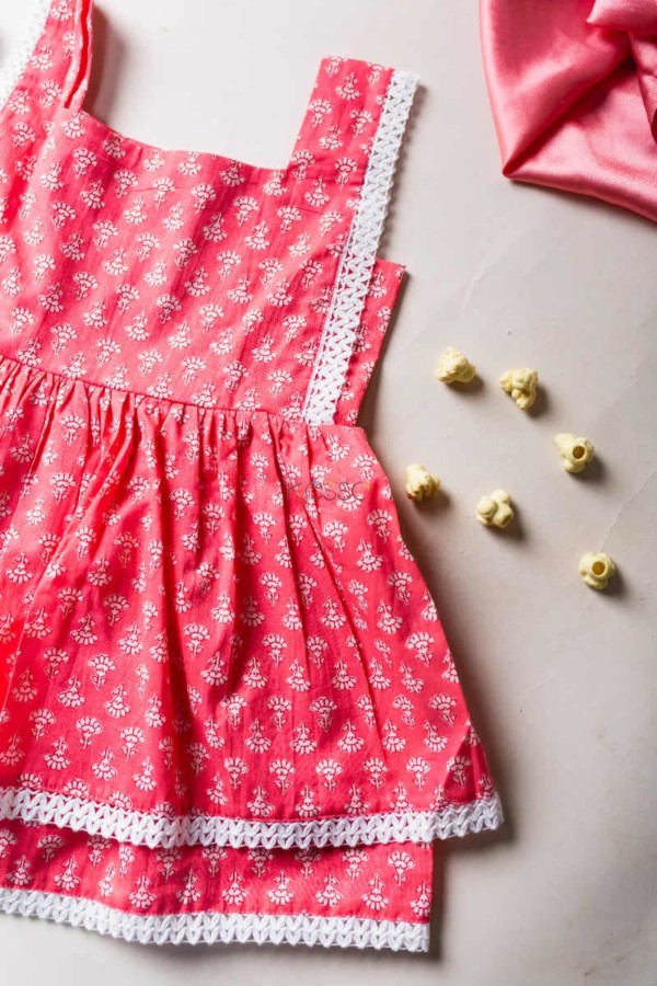 Image for Kessa Dek19 Pink Lacy Girls Summer Dress Look