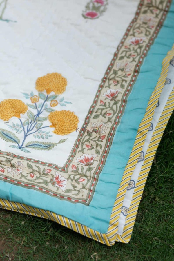 Image for Kessa Kaq119 Chenin Yellow Double Bed Quilt Closeup