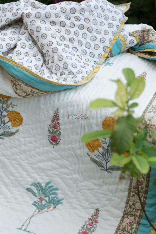 Image for Kessa Kaq119 Chenin Yellow Double Bed Quilt Front