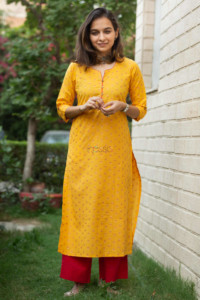 Image for Kessa Vcr38 Zareen Straight Kurta With Contrast Piping And Zari Work Featured