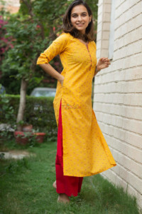Image for Kessa Vcr38 Zareen Straight Kurta With Contrast Piping And Zari Work Side 1