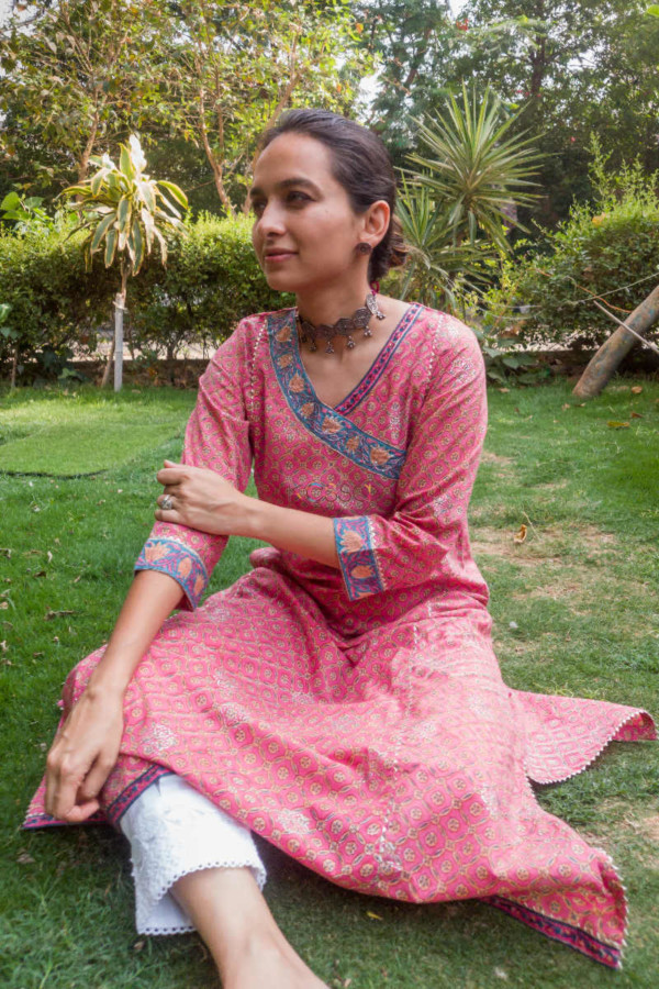 Image for Kessa Wsr182 Gulabo Cotton Angrakha With Adda Work Sitting