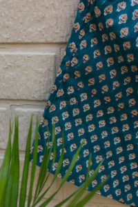 Image for Kessa Wsrs03 Teal Blue Printed Shorts Closeup