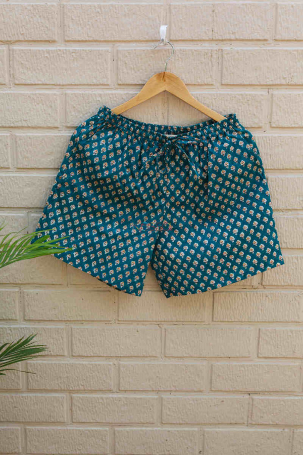Image for Kessa Wsrs03 Teal Blue Printed Shorts Featured