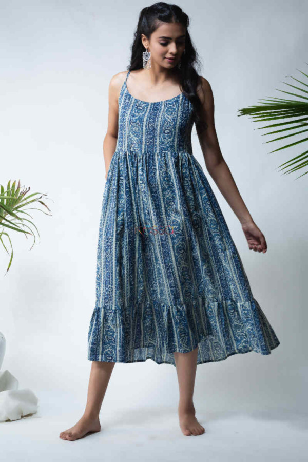Image for Kessa Avdaf28 Kashmir Blue Frill Dress Look