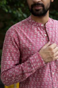 Image for Kessa Awk34 Mrinaal Cotton Shirt With Hand Block Print Closeup