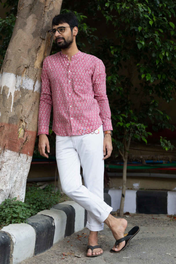 Image for Kessa Awk34 Mrinaal Cotton Shirt With Hand Block Print Look