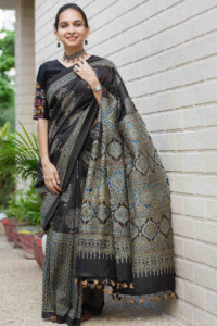 Image for Kessa Kaks03 Ratri Chanderi Silk Ajrakh Saree Featured