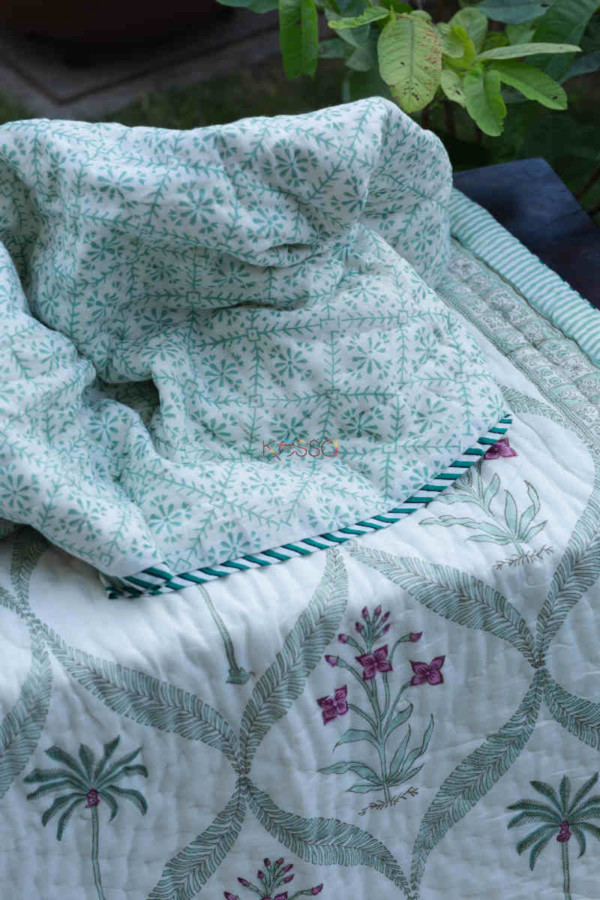 Image for Kessa Kaq123 Sinbad Blue Double Bed Quilt Closeup
