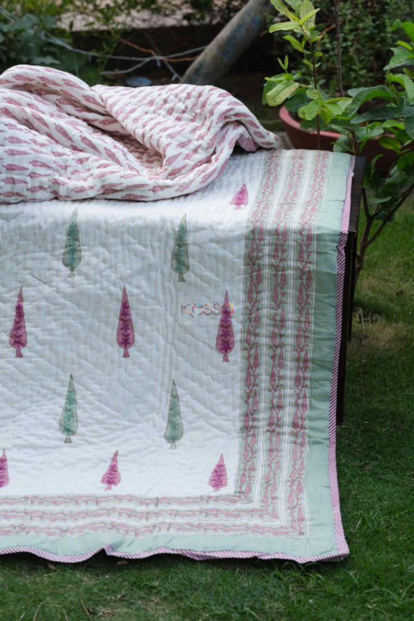 Image for Kessa Kaq125 Melanie Pink Double Bed Quilt Featured