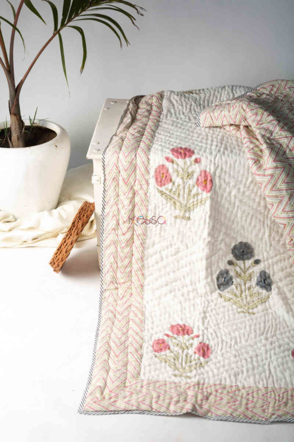 Image for Kessa Kaq126 Vista White Double Bed Quilt Look 2