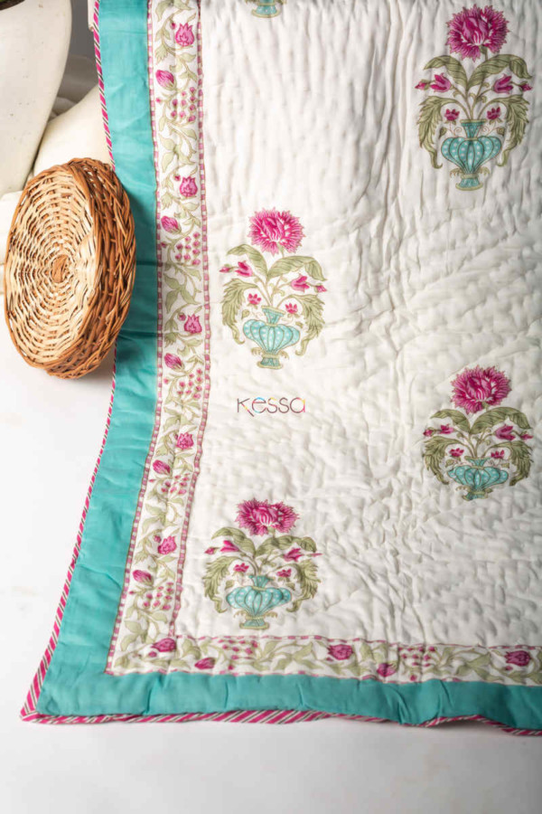 Image for Kessa Kaq127 Cararra White Double Bed Quilt Look