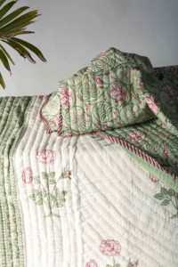 Image for Kessa Kaq129 Camouflage Green Double Bed Quilt Look