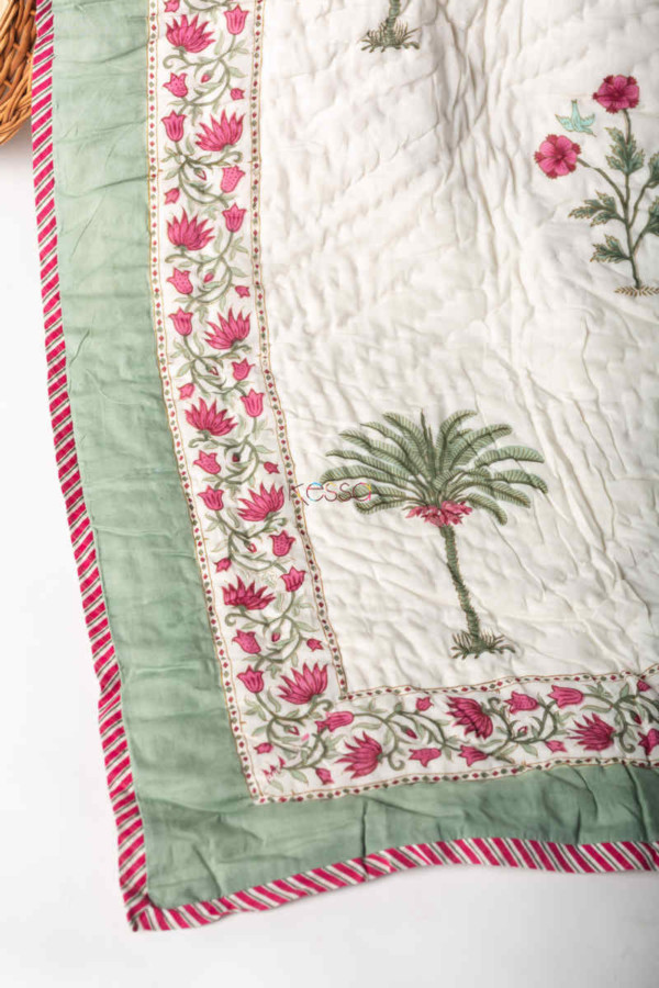 Image for Kessa Kaq131 Pampas White Double Bed Quilt Look 1