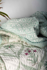 Image for Kessa Kaq133 Sea Mist Green Single Bed Quilt Closeup
