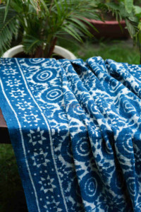 Image for Kessa Kas05 Dabu Printed Midnight Blue Cotton Throw Look 1