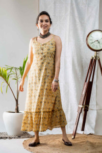 Image for Kessa Ws683 Nuzar Cotton Dress With Hand Block Print Featured