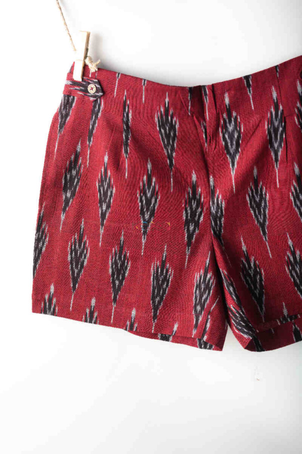 Image for Kessa Wss03 Merlot Red Printed Shorts Look