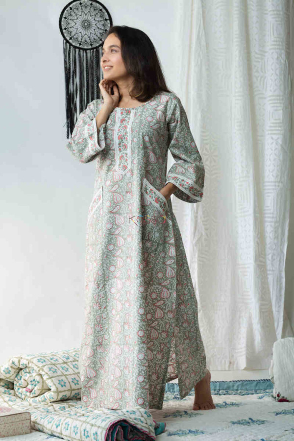 Image for Kessa De79 Hayaat Night Gown With Lace Detailing Side