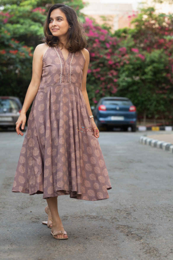 Image for Kessa Kcb07 Hazeena Dress With Hand Block Print Look 1