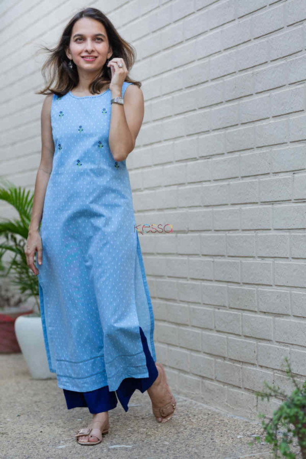 Image for Kessa Ws690 Fiza Kurta With Kantha And Embroidery Look 1