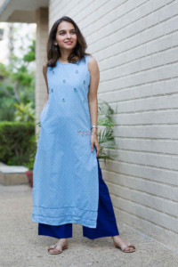 Image for Kessa Ws690 Fiza Kurta With Kantha And Embroidery Look
