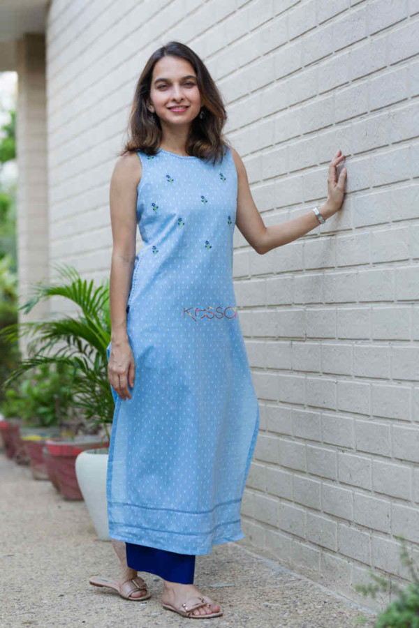 Image for Kessa Ws690 Fiza Kurta With Kantha And Embroidery Side