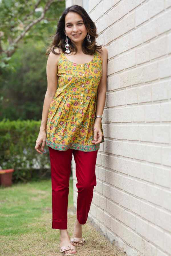 Image for Kessa Wsr201 Ziva Cotton Top With Hand Block Print Front 1