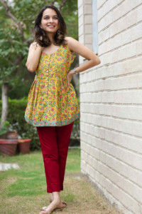 Image for Kessa Wsr201 Ziva Cotton Top With Hand Block Print Front