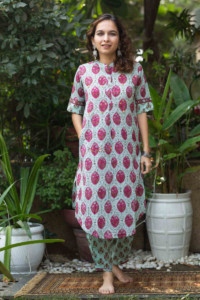 Image for Kessa Wsr207 Gulshan Kurta Pant Set With Metallic Embellishments 1 Featured