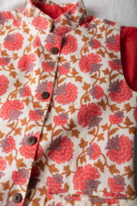 Image for Kessa Aj23 Ridham Kurta Pajama With Printed Jacket Closeup