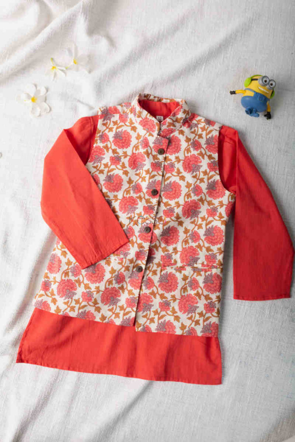 Image for Kessa Aj23 Ridham Kurta Pajama With Printed Jacket Jacket