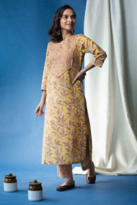 Image for Kessa Avdaf38 Soha Kurta Pant Set With Embroidery And Sequin Details Side