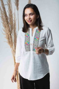 Image for Kessa Avdaf40 Badra Top With Embroidery Details Front
