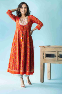 Image for Kessa Avdaf46 Nazgul Anarkali Kurta With Gota Patti Work Featured