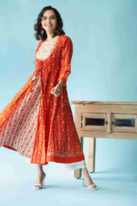 Image for Kessa Avdaf46 Nazgul Anarkali Kurta With Gota Patti Work Look 1